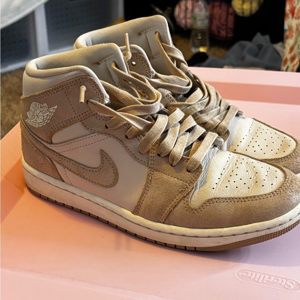 Nike High-Top Sneakers in Tan and Cream